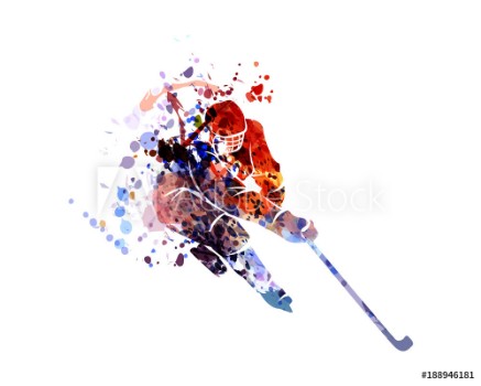 Picture of Vector watercolor silhouette hockey player